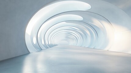 Obraz premium Abstract futuristic white tunnel architecture interior.