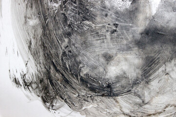 モノクロ抽象画 黒インク 背景素材 模様 絵の具