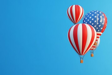 Air balloons in the colors of the USA flag 