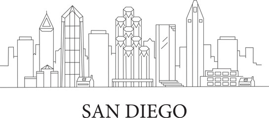 San Diego City Line Draw Simple Minimalist 