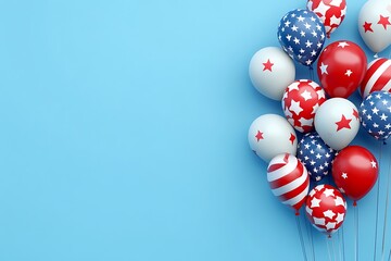 Air balloons in the colors of the USA flag 