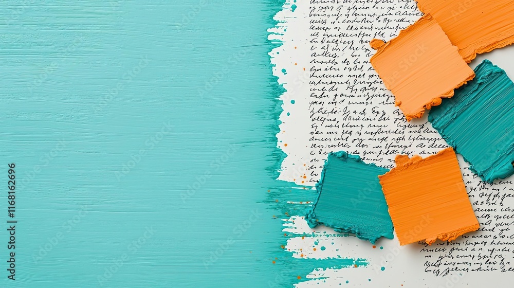 Poster ink abstract background concept. colorful paint strokes on textured paper background for creative pr