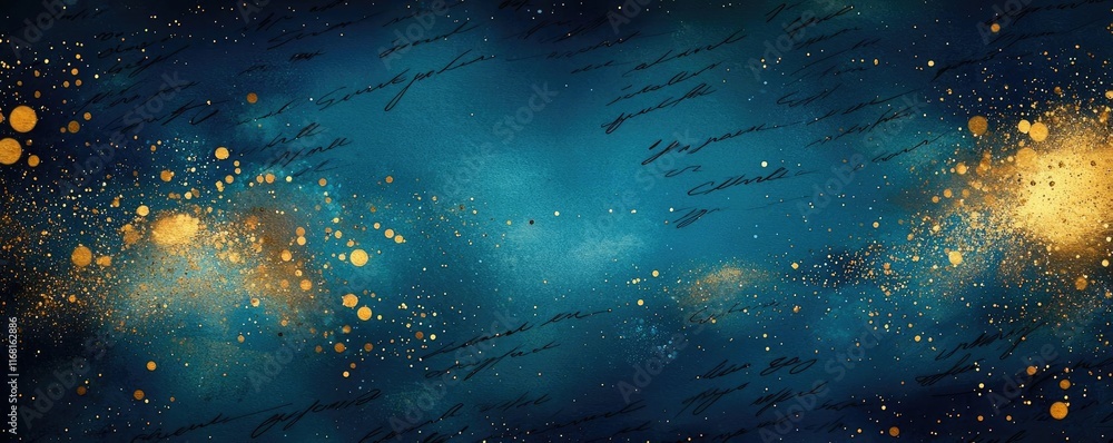 Poster ink abstract background concept. vibrant blue and gold abstract background with dynamic shapes and t
