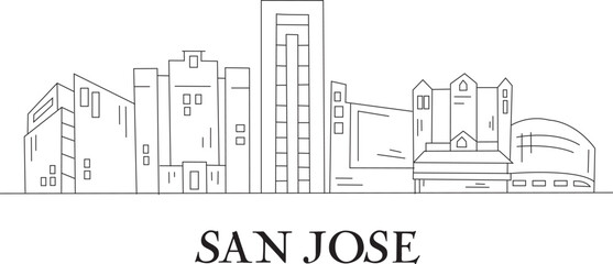 San Jose City Line Draw Simple Minimalist