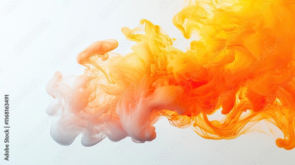 Poster ink abstract background concept. colorful smoke swirl in orange and white, creating visually captiva