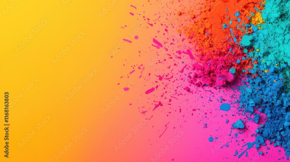 Poster ink abstract background concept. vibrant explosion of colorful powder creating a striking visual eff