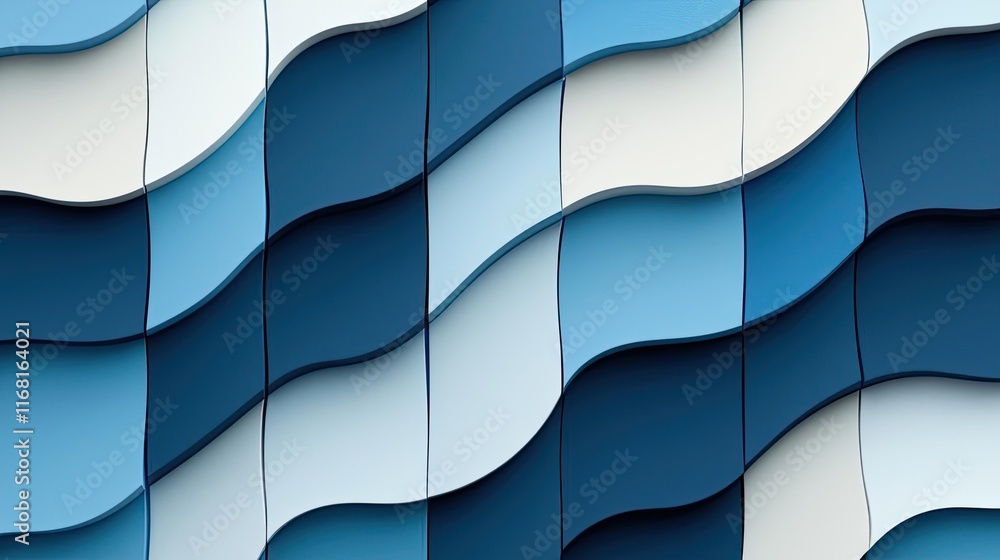 Poster mosaic abstract background idea. abstract blue wave pattern on a modern architectural building facad