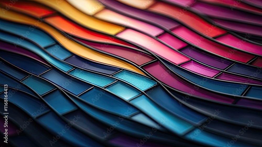Poster mosaic abstract background idea. colorful abstract waves creating a vibrant pattern in artistic desi