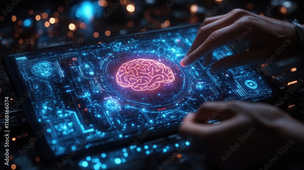 Poster ai technology digital interface for business automation and daily tasks with intelligent virtual ass