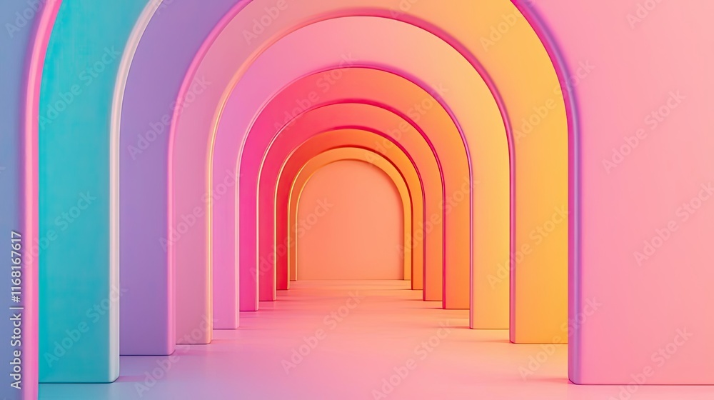 Aufkleber rainbow abstract background idea. a vibrant corridor of colorful arches creating a stunning visual p