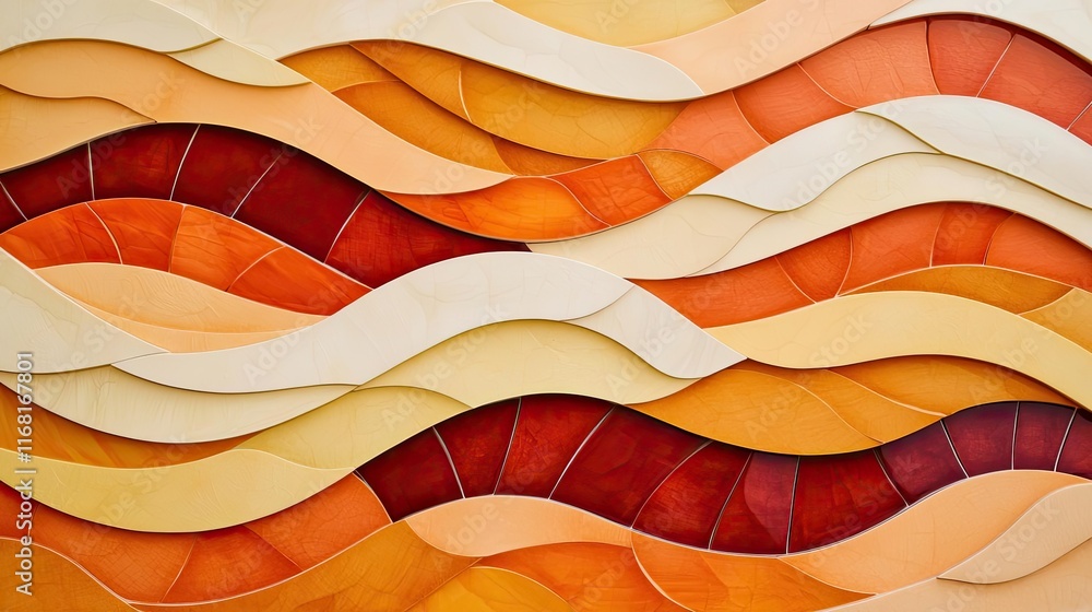 Poster mosaic abstract background idea. a vibrant abstract design featuring flowing colors in warm tones an