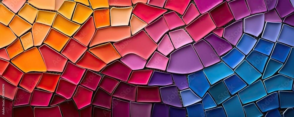 Poster mosaic abstract background idea. a vibrant mosaic pattern, showcasing an array of colors blending be