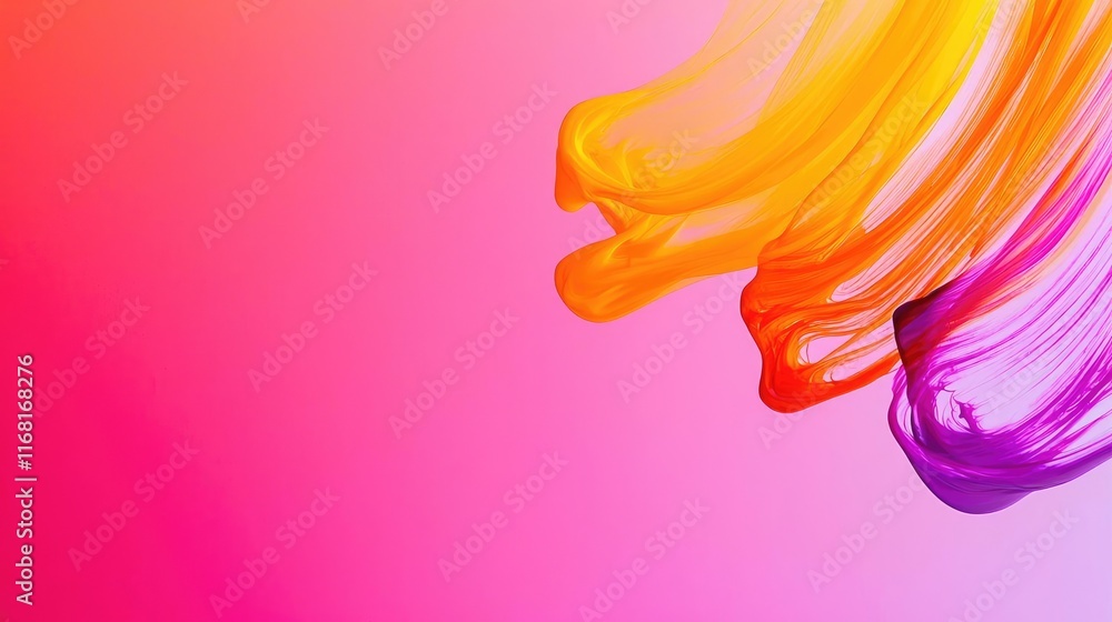 Poster ink abstract background concept. a vibrant blend of colorful paint strokes on a smooth gradient back