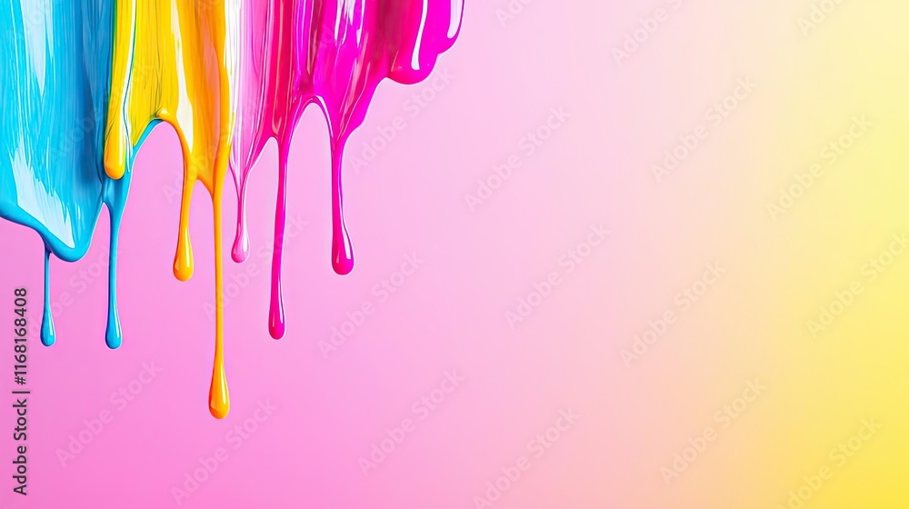 Poster ink abstract background concept. colorful paint drips create a vibrant and artistic background for c