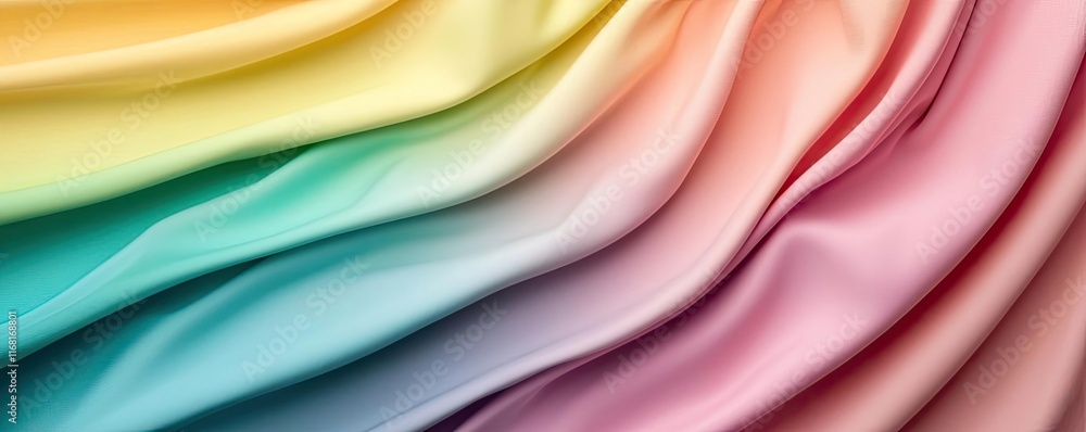 Poster rainbow abstract background idea. vibrant fabric drapery displaying a spectrum of colors flowing ele