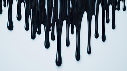 Ink abstract background concept. Abstract image of thick black paint dripping on a clean white surface.