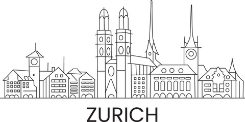 Zurich City Line Draw Simple Minimalist