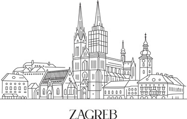 Obraz premium Zagreb City Line Draw Simple Minimalist
