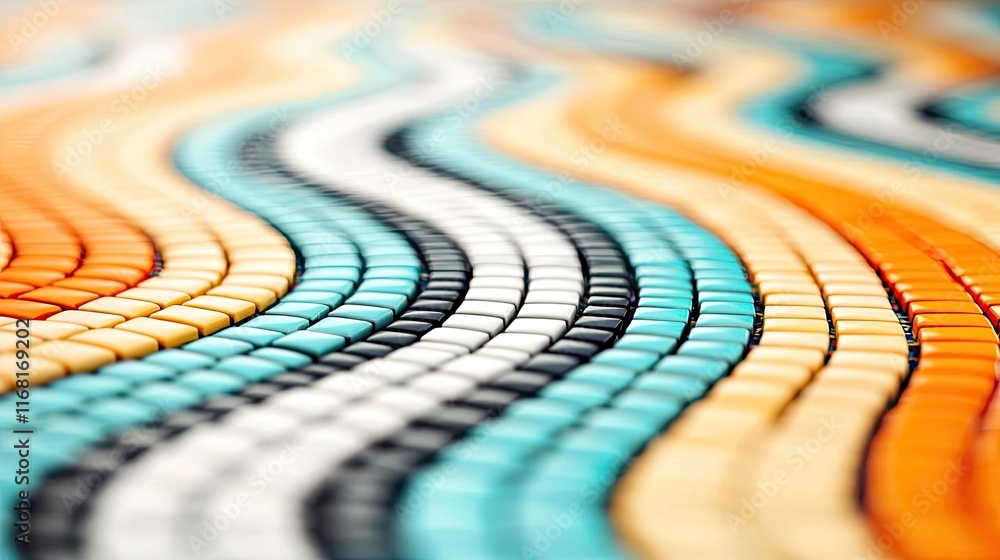 Poster mosaic abstract background idea. colorful abstract waves pattern with vibrant tones in fluid motion 
