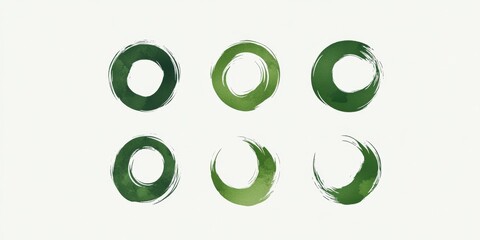 Six abstract green watercolor circles. (5)
