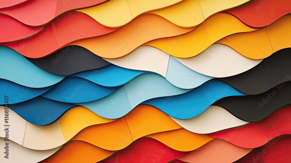 Aufkleber mosaic abstract background idea. vibrant waves of colorful paper create a dynamic texture for creati