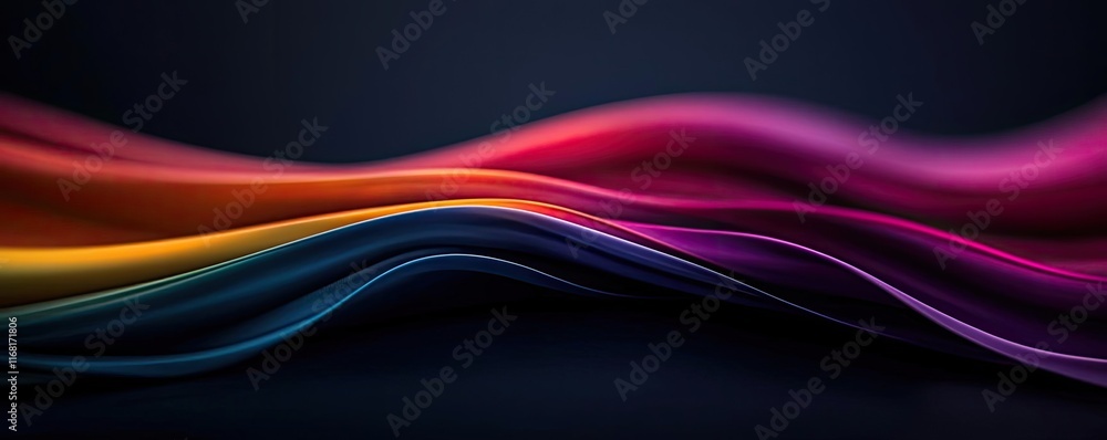 Poster rainbow abstract background idea. abstract colorful wave patterns smoothly flowing across a dark bac