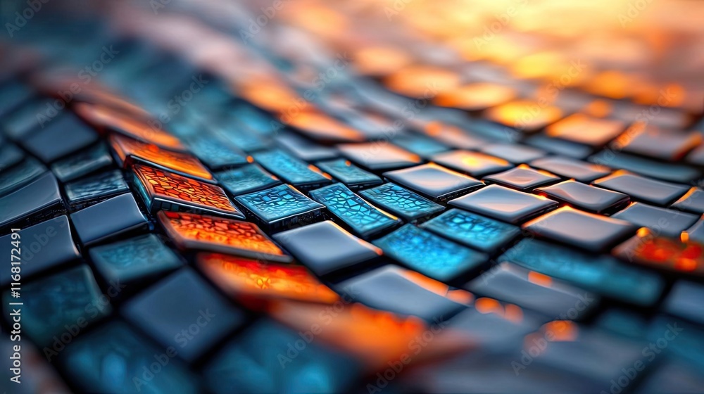 Poster mosaic abstract background idea. vibrant mosaic tiles create a colorful, abstract pattern with shimm