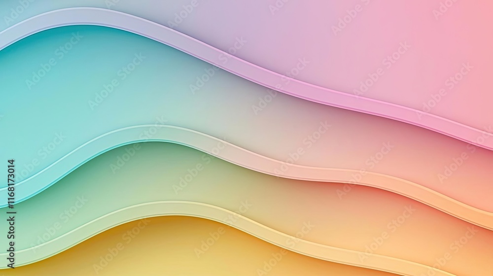 Poster rainbow abstract background idea. a vibrant, abstract wave pattern with smooth gradients in pastel c