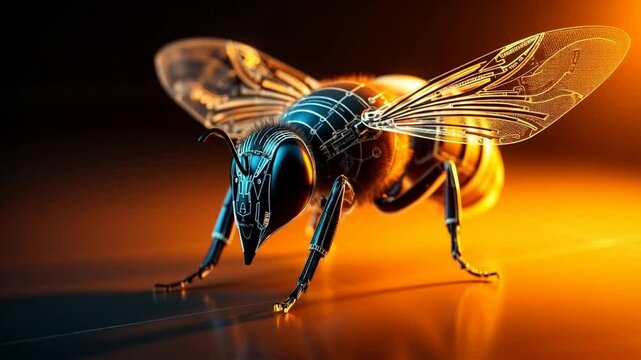 Bee robot with dark dim background