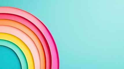 Obraz premium Rainbow abstract background idea. Colorful layered paper shapes create a vibrant and playful rainbow design.