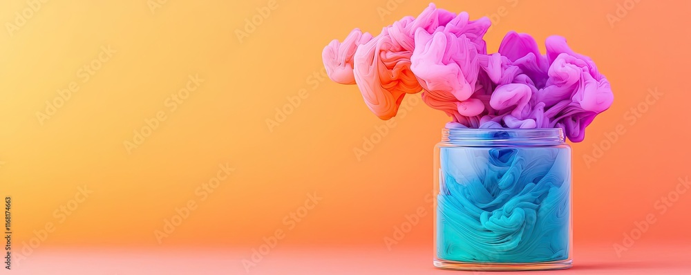 Poster ink abstract background concept. colorful ink swirling in water creating a vibrant abstract pattern.