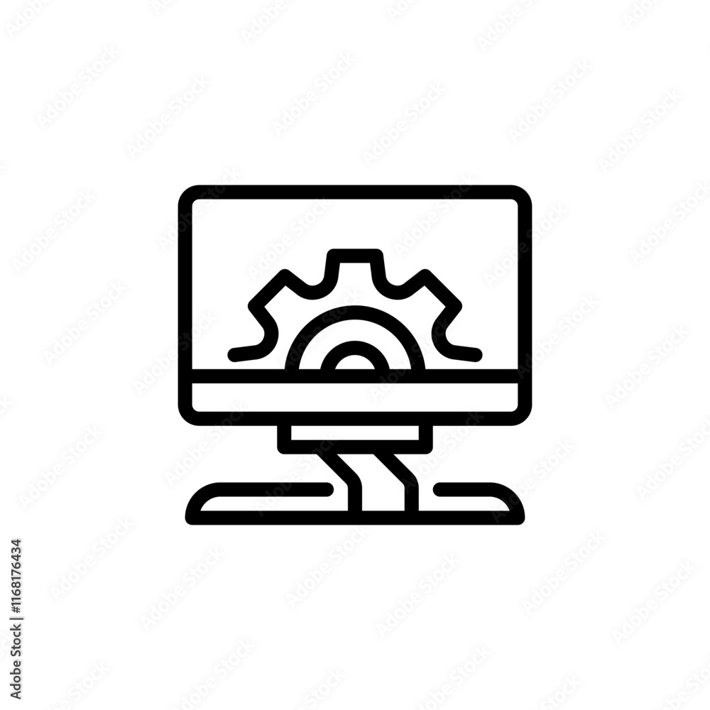 Poster dekstop computer line icon. linear style sign for mobile concept and web design. outline vector icon