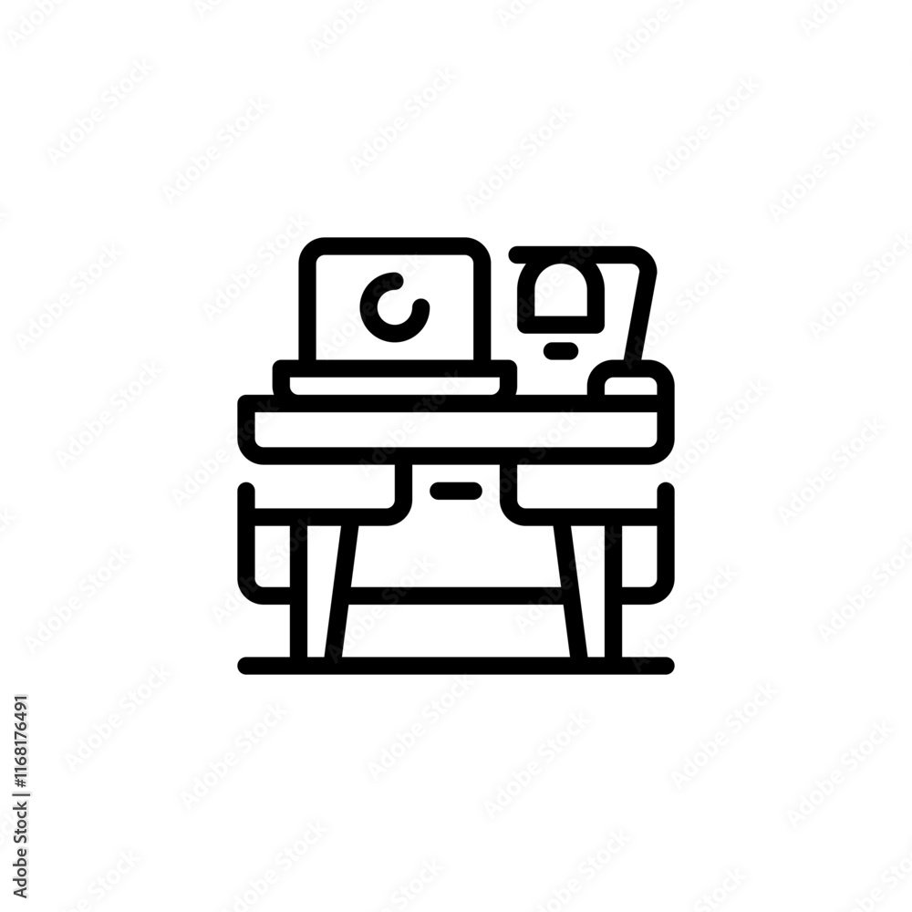 Poster office desk line icon. linear style sign for mobile concept and web design. outline vector icon.