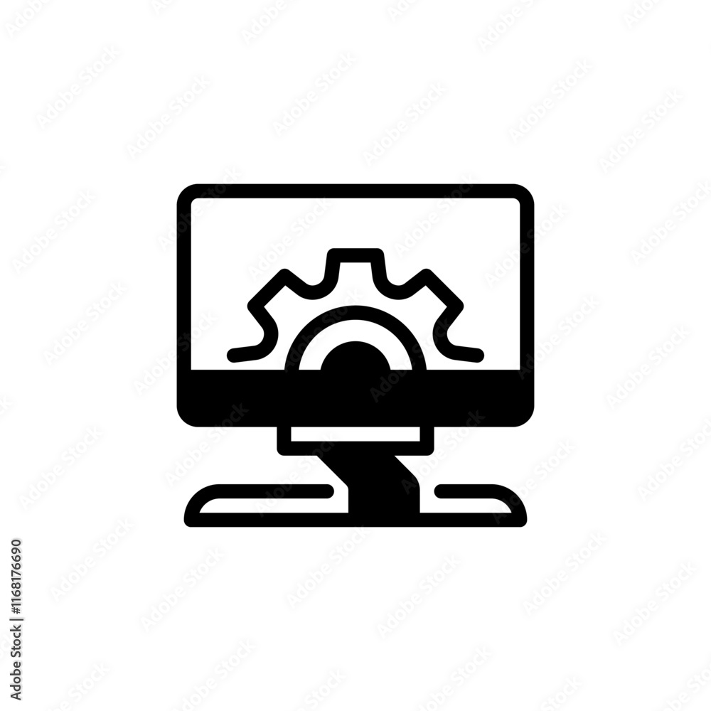 Poster dekstop computer line icon. linear style sign for mobile concept and web design. outline vector icon