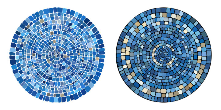 Ancient greece style mosaic mandala. Interweaving mosaic decorative element. Decorative antique stone ornament.