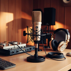 Microphone on the house studio sound record
