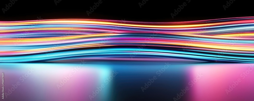 Poster rainbow abstract background idea. vibrant wave patterns in neon colors creating a futuristic atmosph