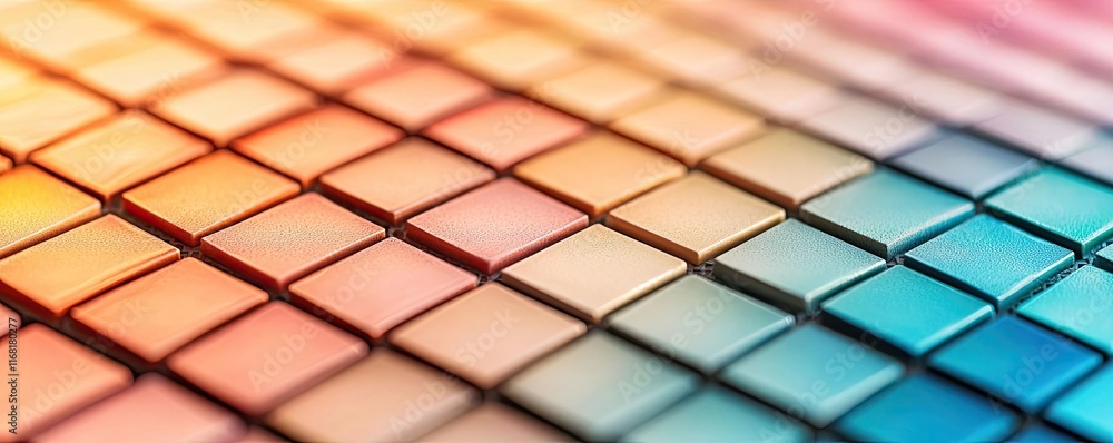 Poster mosaic abstract background idea. vibrant color palette with a grid of tiles showcasing various shade