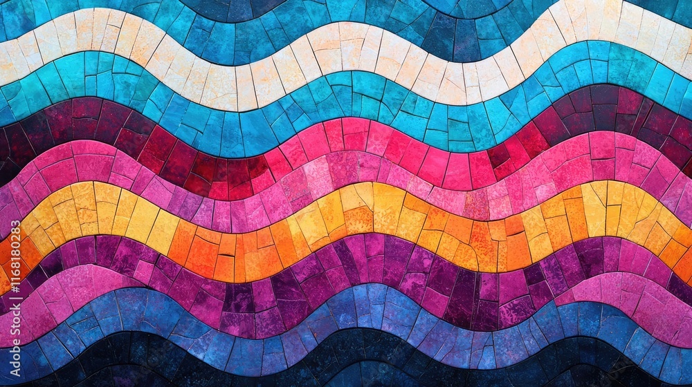Poster mosaic abstract background idea. vibrant and colorful abstract wave patterns creating a stunning vis