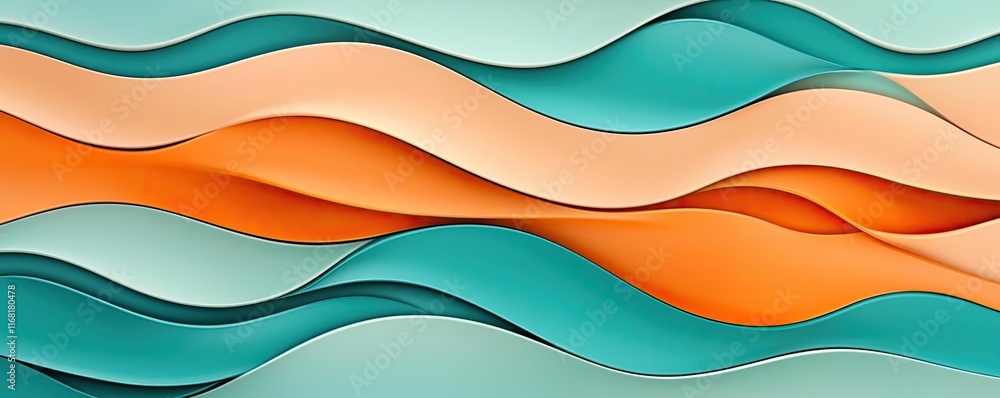 Poster mosaic abstract background idea. abstract wave pattern in orange and turquoise with smooth gradients