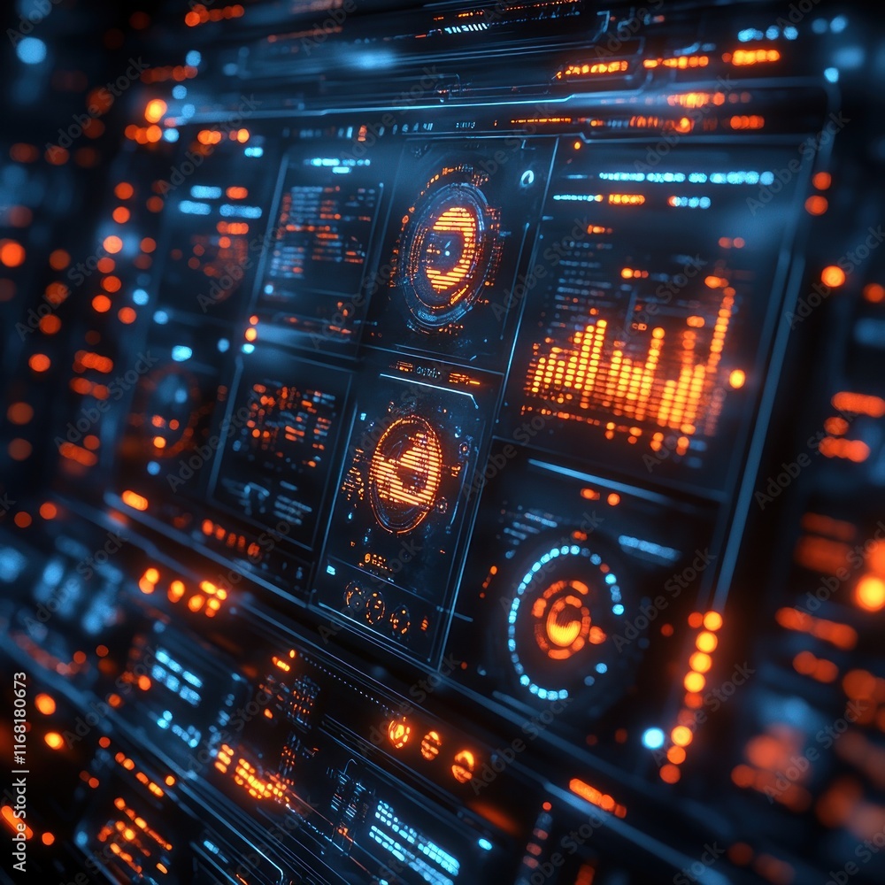 Poster Futuristic Data Visualization Dashboard with Graphs Charts and Infographics in a Minimalistic Design