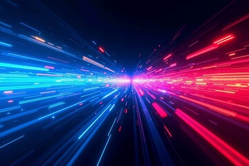 Obraz premium Experience the Thrill of Speed: Stunning Neon Lights Tunnel for Dynamic Visual Effects, Advertising, and Modern Art.