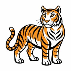 Javan tiger colorful vector on white background