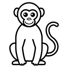 Monkey line art vector on white background