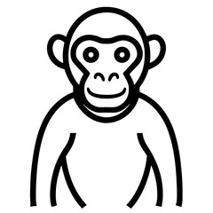 Monkey line art vector on white background