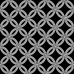 Seamless Geometric black and white Interlocking Circles Pattern
