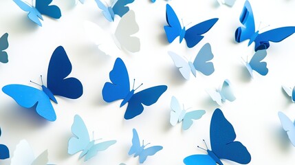 Elegant Blue Butterfly on a White Background: A Symbol of Serenity and Beauty for Art and Design
