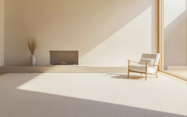 Fototapeta premium Contemporary minimalist living room with natural light and modern furnishings