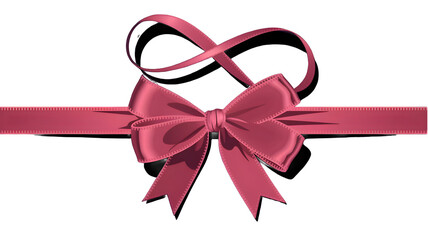 Pink ribbon with a bow on isolated background 