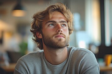 Fototapeta premium Young Businessman Surprised at Laptop while Using Tablet in Modern Office